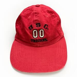 Vintage USC 00 Trojans Men’s Red Adjustable Strapback Hat Baseball Cap Size M/L